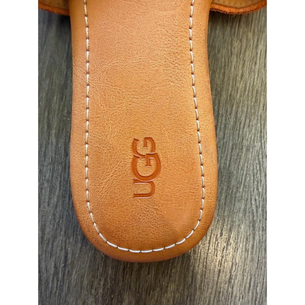 UGG Multicolor Suede Slide Sandals - Tan, Orange, Blue - Picture 9 of 12